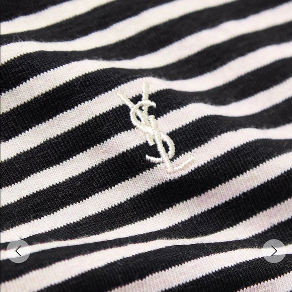SAINT LAURENT STRIPE LINEN COTTON T-SHIRT - Picture 10 of 10